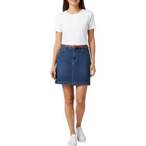 Lee Womens Denim Skirt Blue A Line Skort With Built In Shorts Sz 14